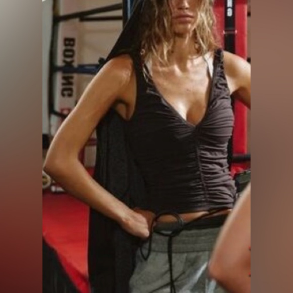 Free People Movement ruched tank in brown size medium